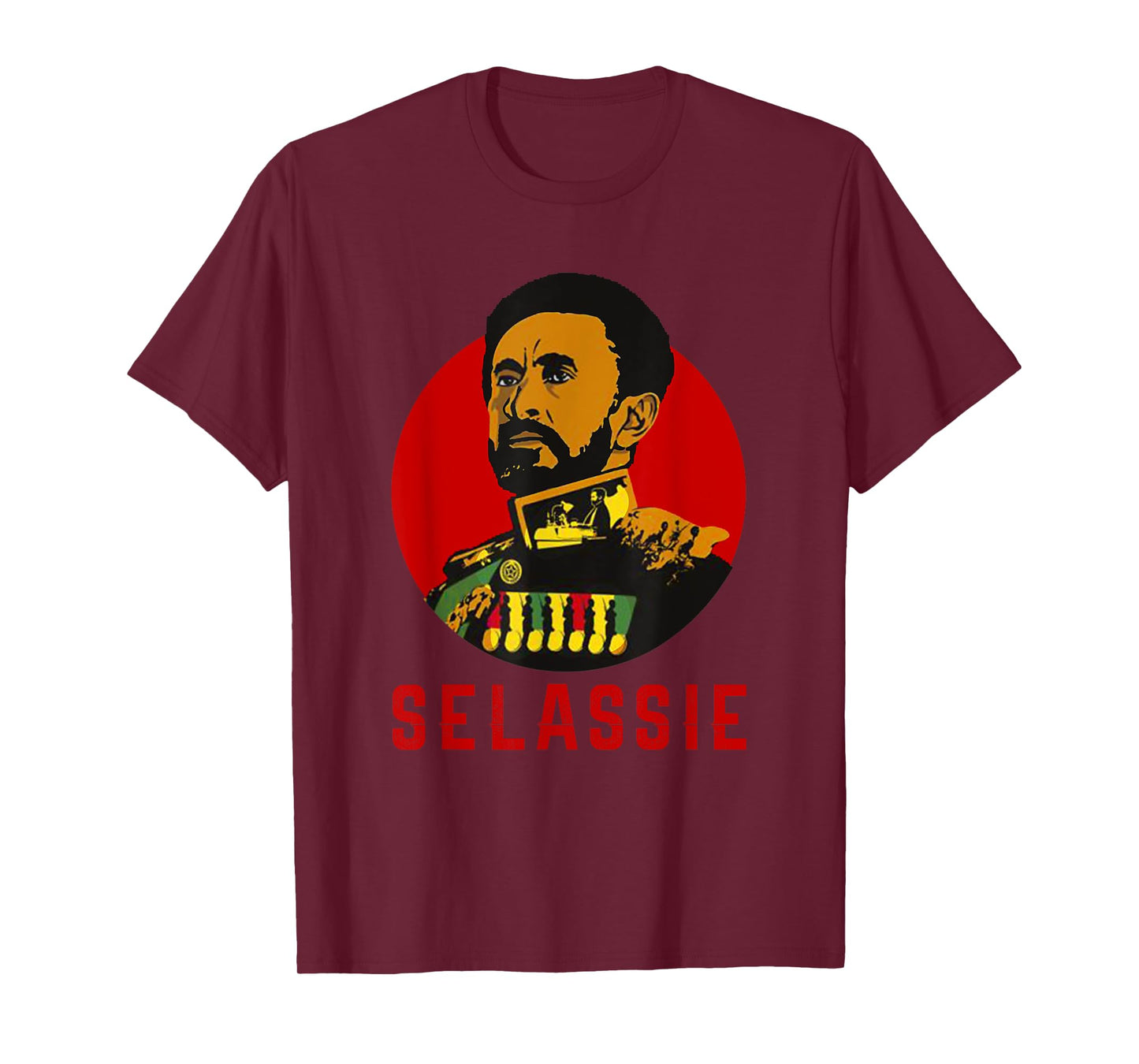 Ethiopian Selassie Emperor Haile Selassie Face Rasta T-Shirt