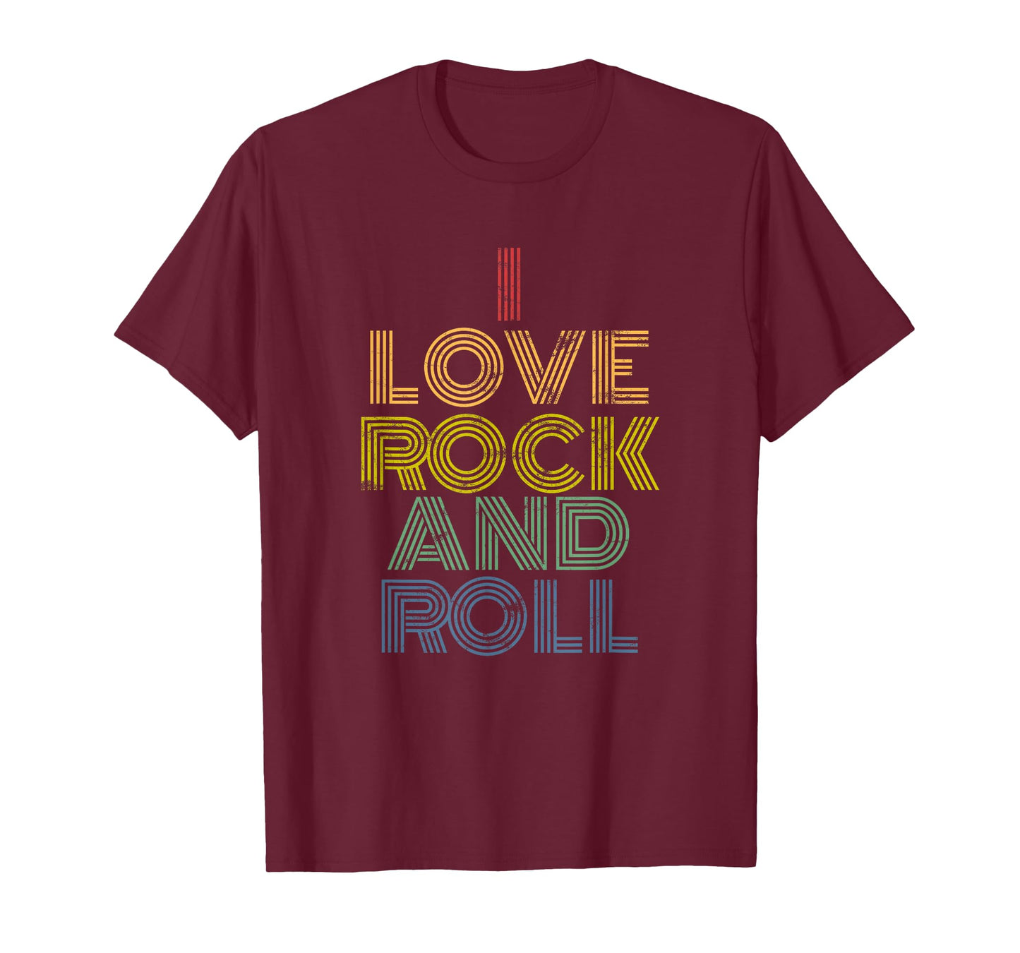 I Love Rock and Roll T-Shirt Distressed Rainbow 70s tee T-Shirt