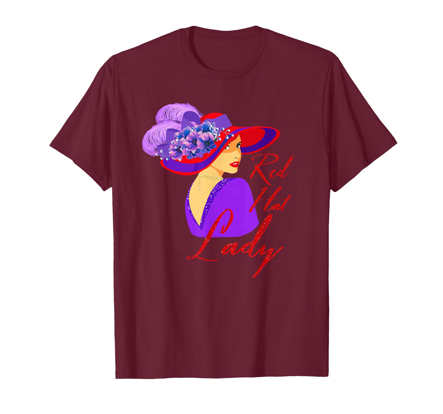Red Hat Elegant Lady Vintage Style T-Shirt