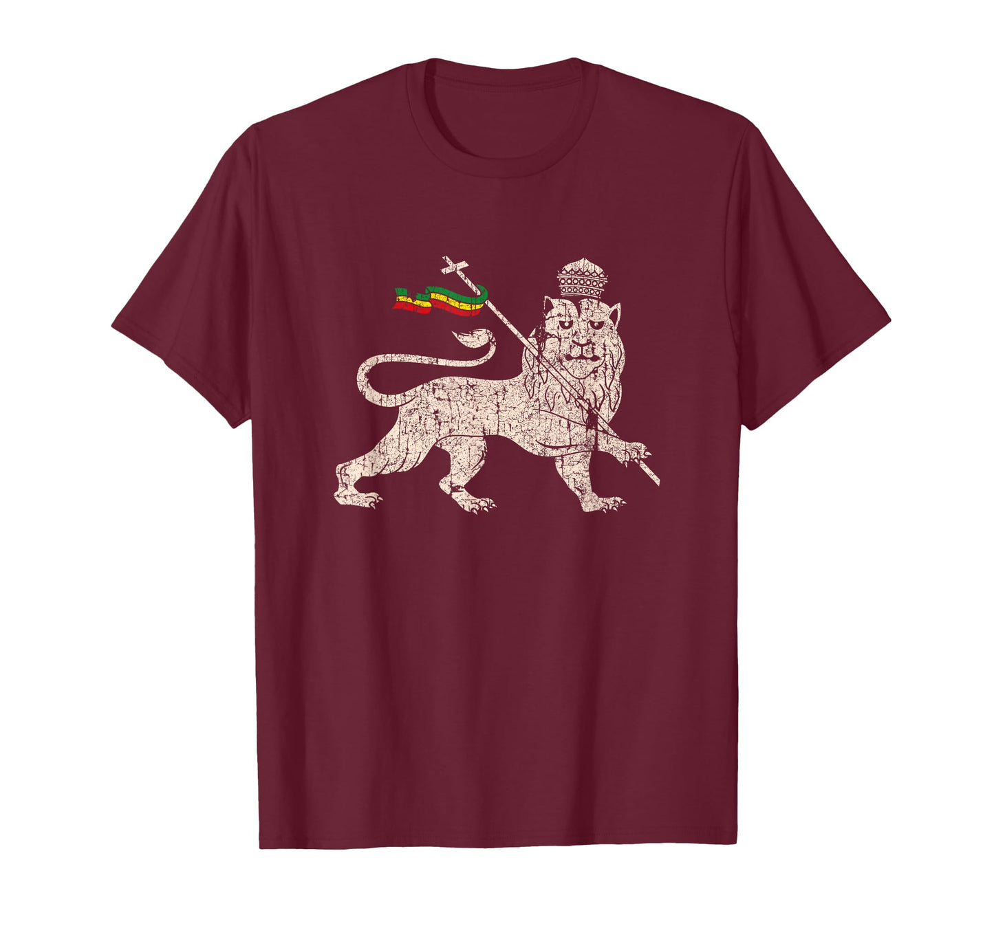 Vintage Rastafari Lion of Judah Rasta Ethiopia Flag T-Shirt