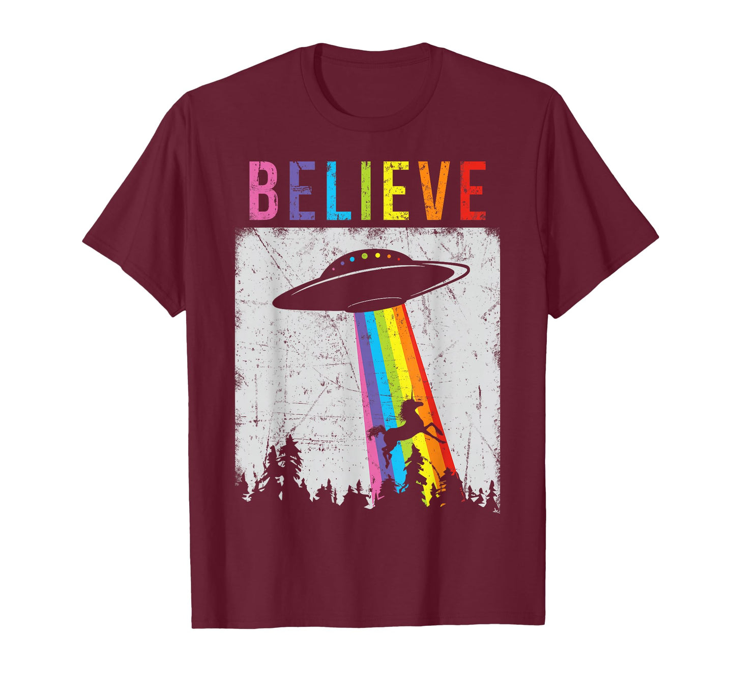 Alien Unicorn UFO Rainbow T-Shirt T-Shirt