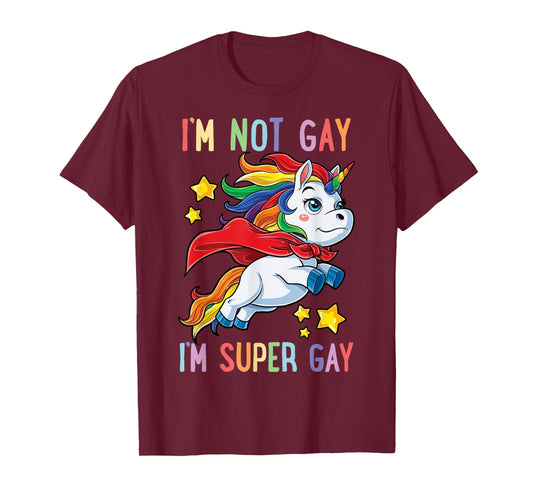 LGBTQ Unicorn Super Gay Pride LGBT Ally Rainbow Flag Retro T-Shirt