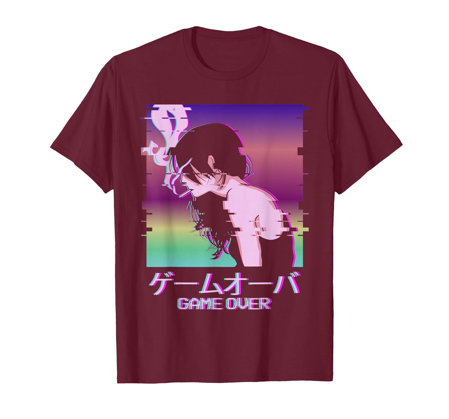 Vaporwave Anime Girl Indie Old Aesthetic Sad Anime Girl T-Shirt