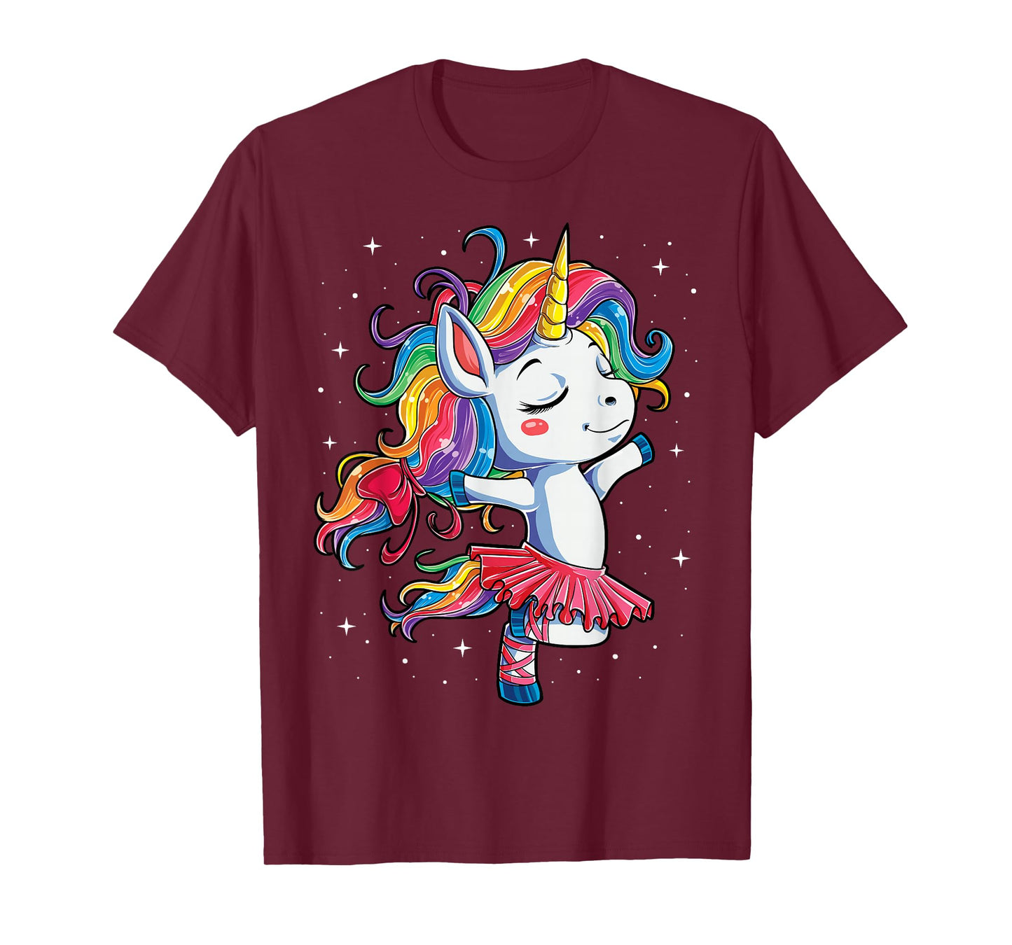 Ballet Dancer Unicorn Girls Women Rainbow Ballerina Color T-Shirt