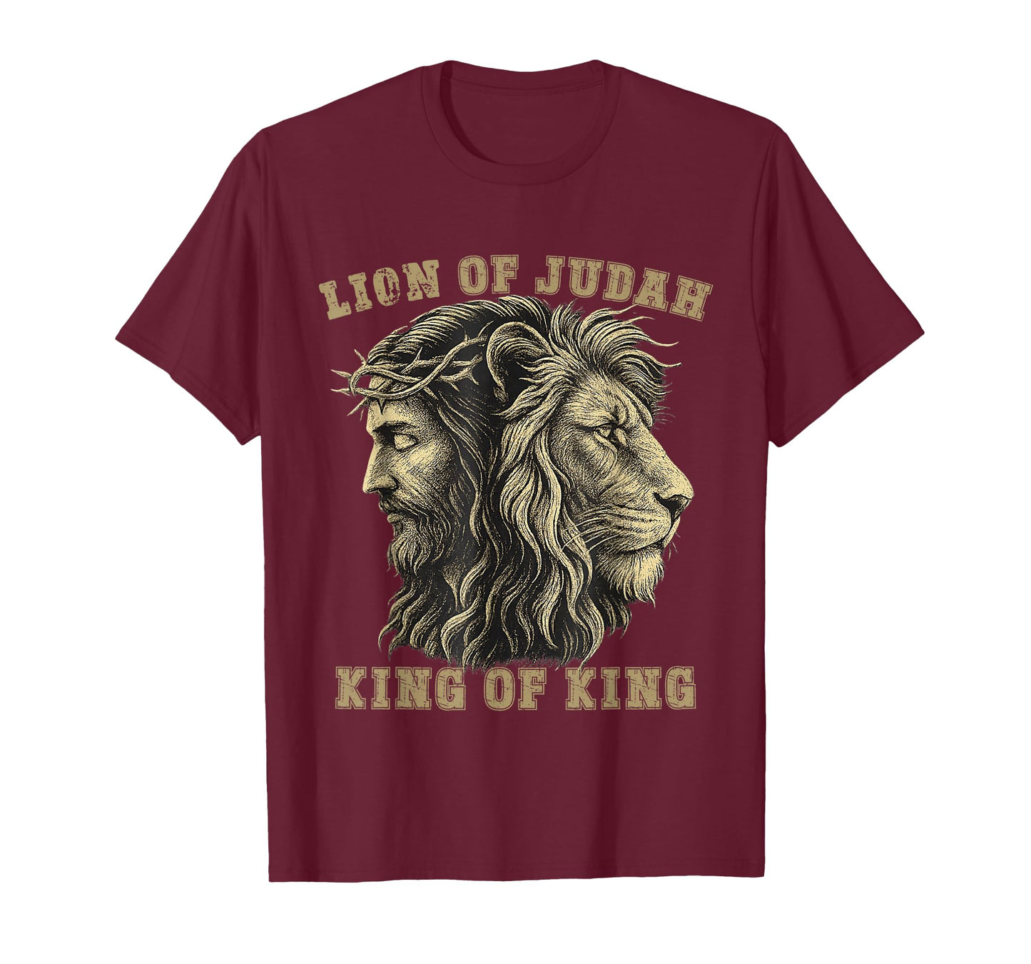 Lion of Judah Jesus Crown of Thorns Christian Faith Design T-Shirt