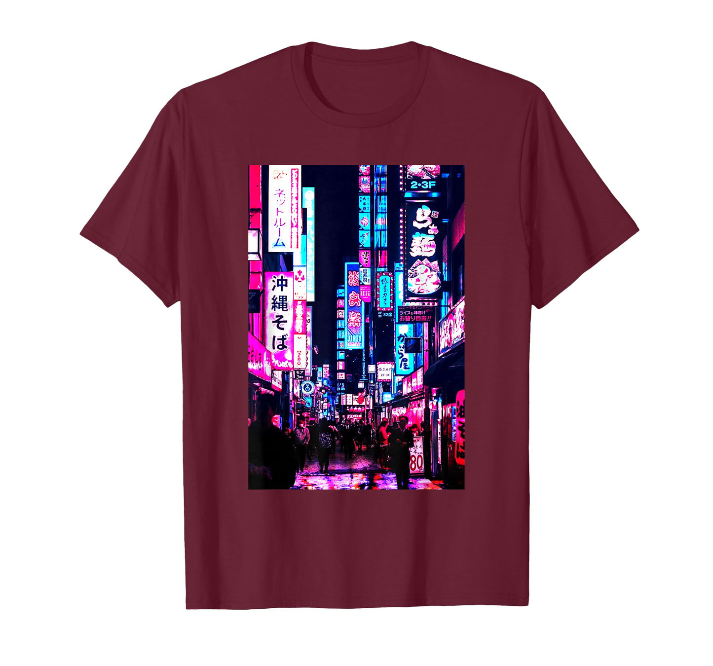 Streets of Tokyo Japan Night Scene with Lights - Vaporwave T-Shirt