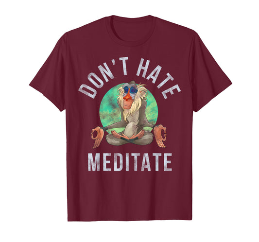 Disney Lion King Rafiki Don't Hate Meditate Graphic T-Shirt T-Shirt