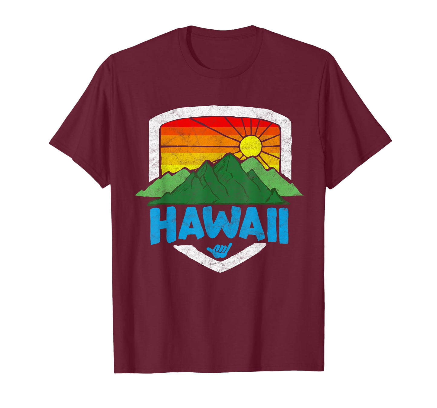 Vintage Hawaii Graphic Retro Rainbow Sun 80's Design T-Shirt