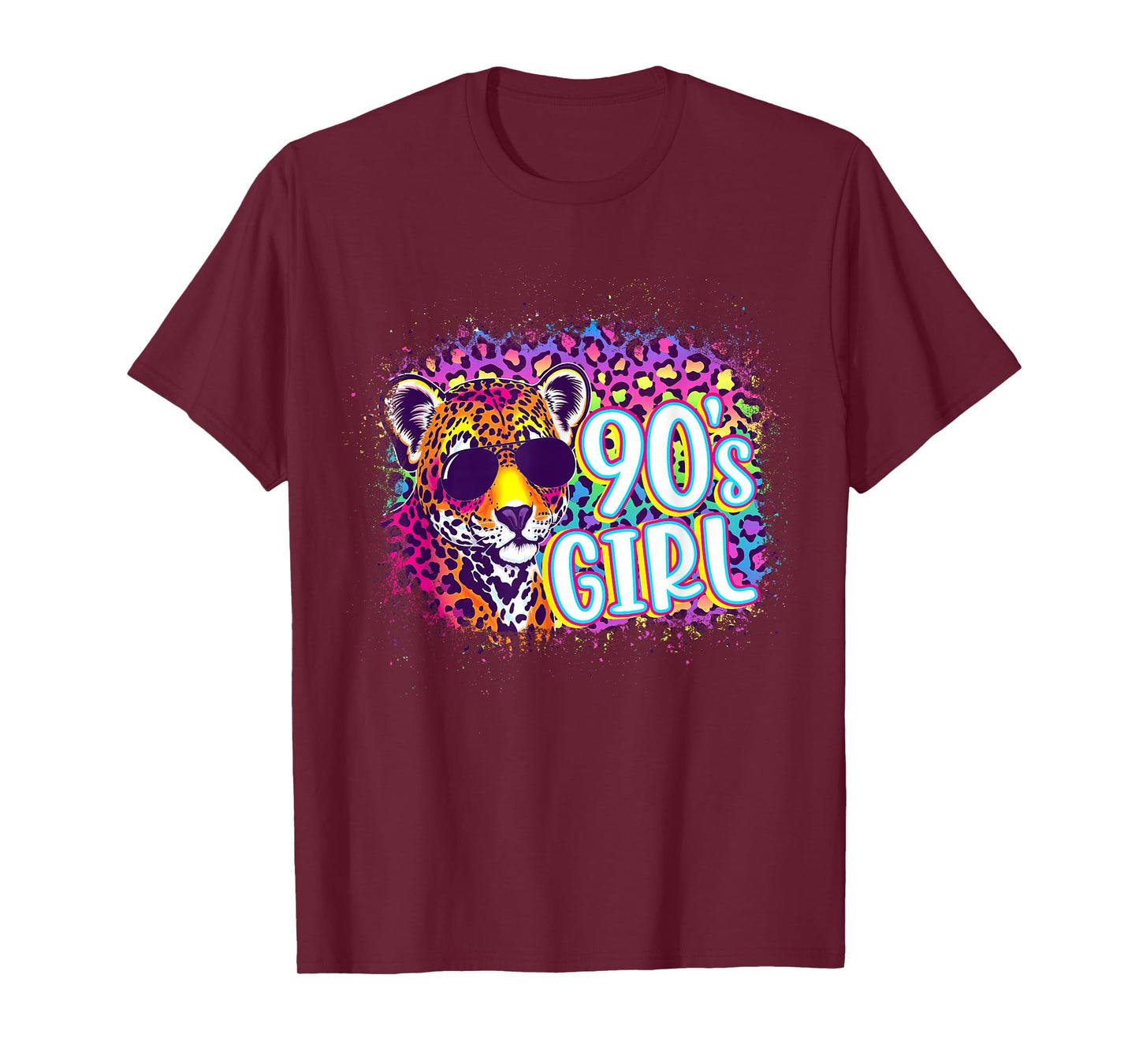 90's Girl Birthday Party Rainbow Leopard Print 1990s Women T-Shirt