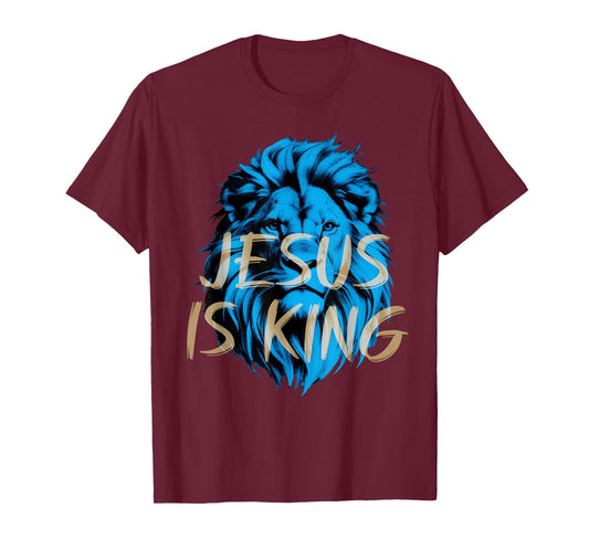 Jesus is King Bible Verse Faith Christian Religious Lion T-Shirt