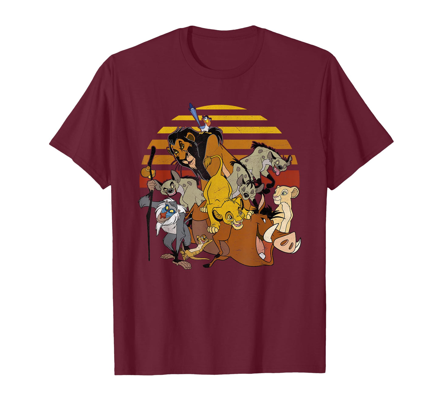 Disney Lion King Group Retro Stripe Sunset Vintage T-Shirt T-Shirt