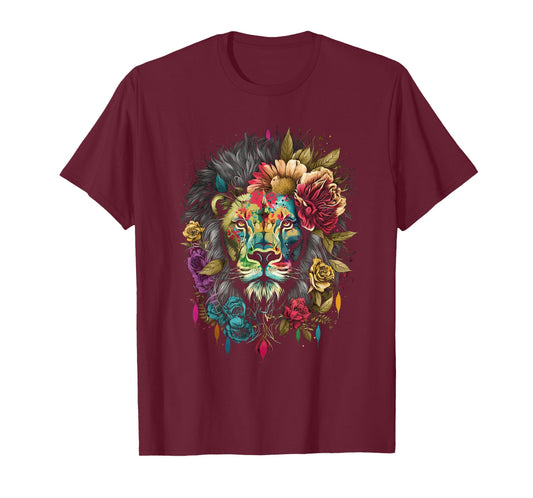 Lion Colorful Lions from Africa Day of The Dead T-Shirt