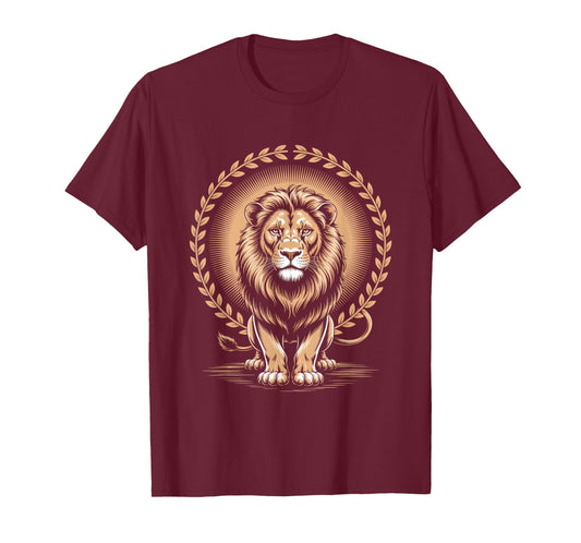 Majestic Lion with Laurel Wreath Regal Strength T-Shirt
