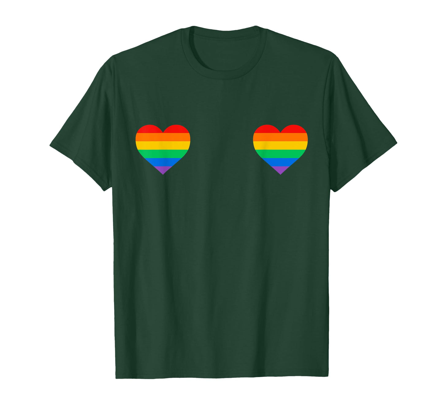 Gay Pride Rainbow Heart Boobs LGBTQ Shirt T-Shirt