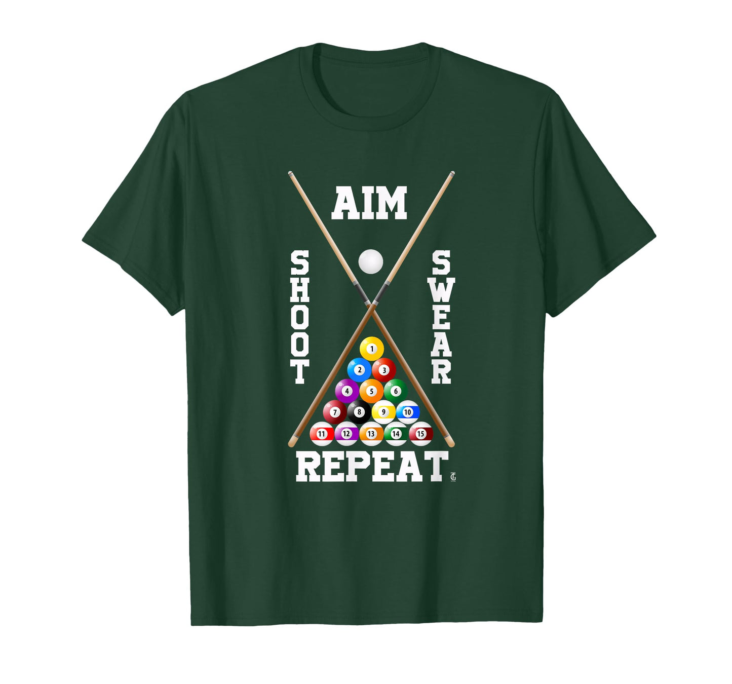 Billiard Pool Player Play Sport Aim Shoot Swear Repeat T-Shirt