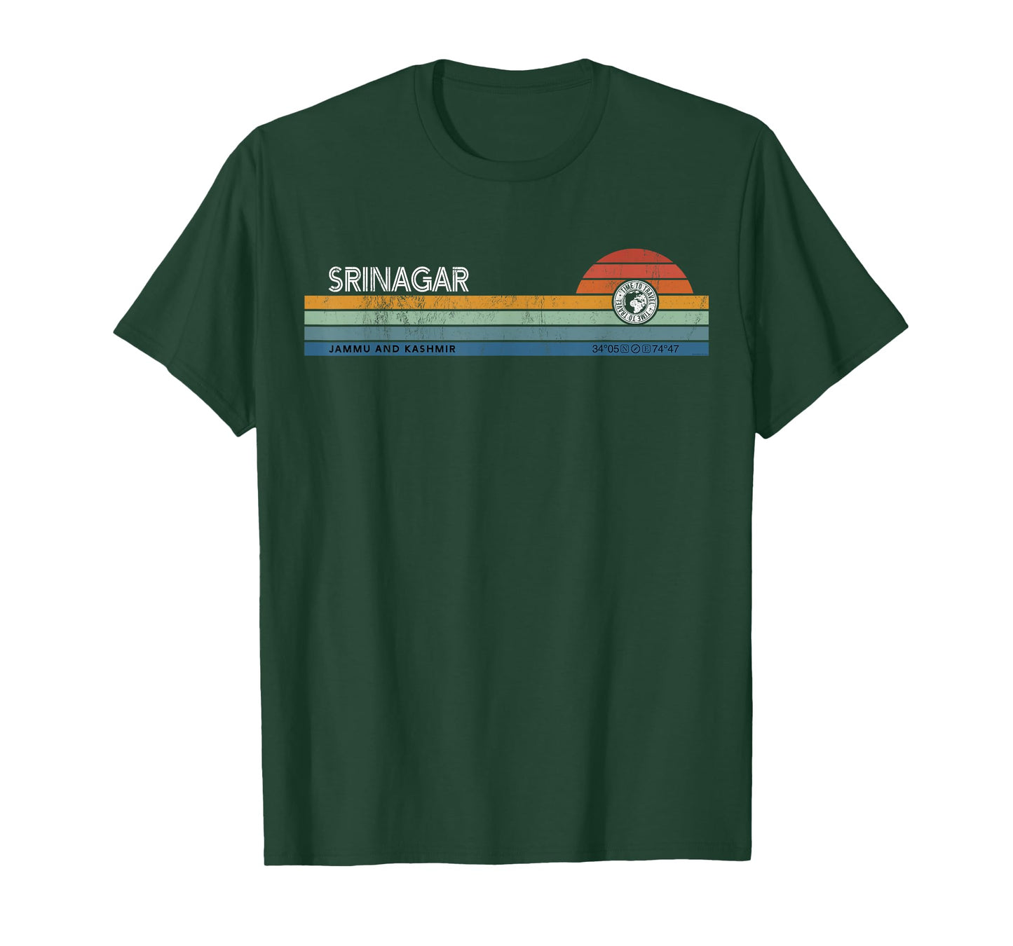 Srinagar Jammu And Kashmir India Retro Sunset Rainbow Synth T-Shirt