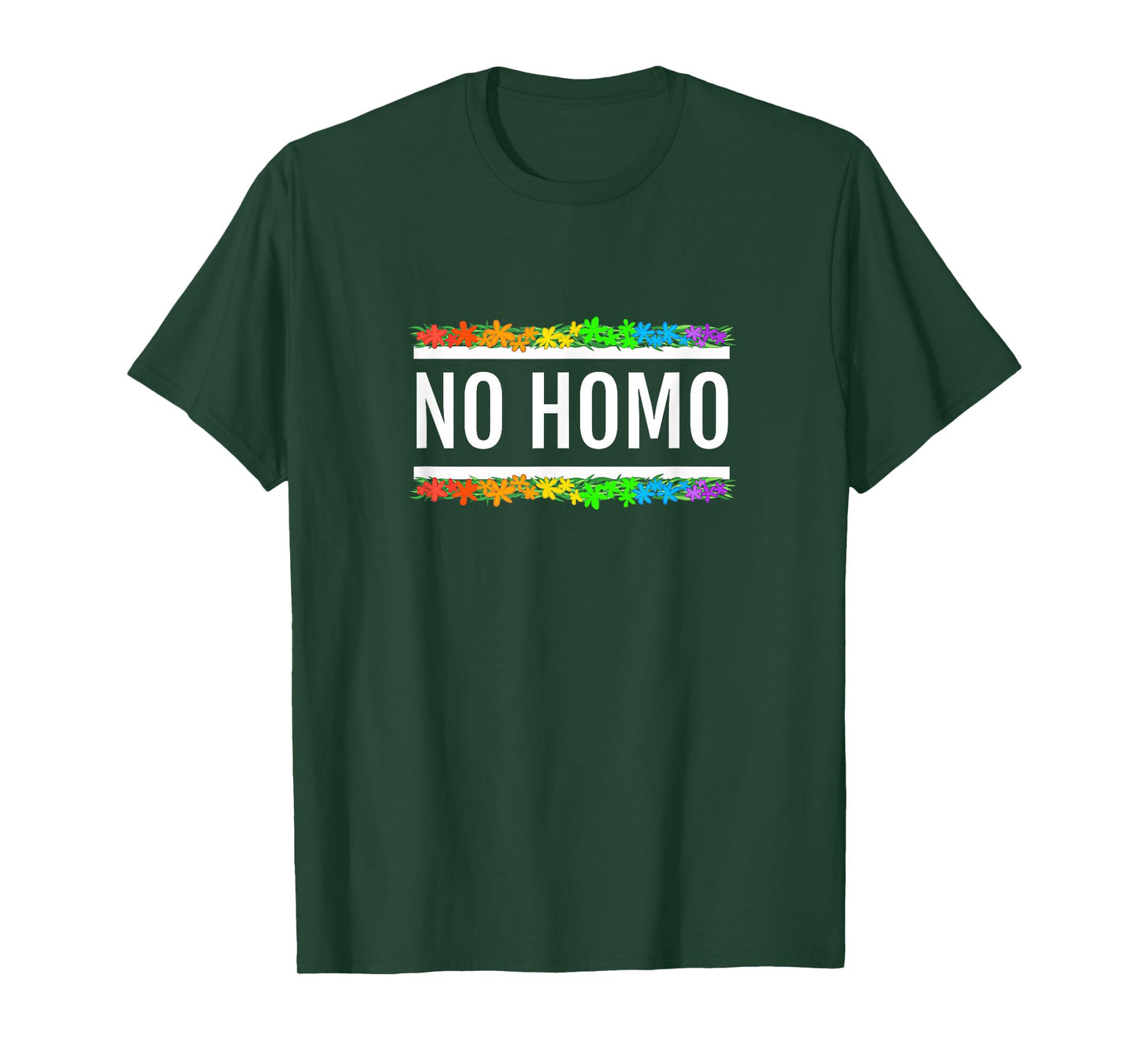 No Homo Rainbow Floral Shirt (White Text) - Gay Pride T-Shirt