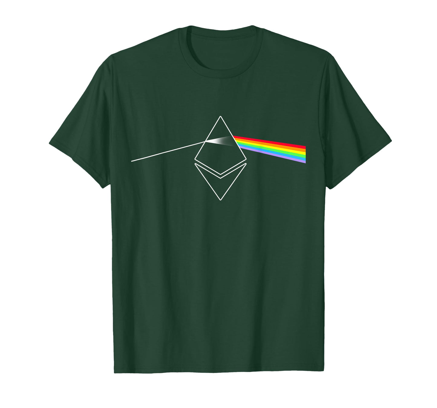 Miftees Crypto Tees Ethereum Prism Rainbow Light Unisex-Adults Black T-Shirt
