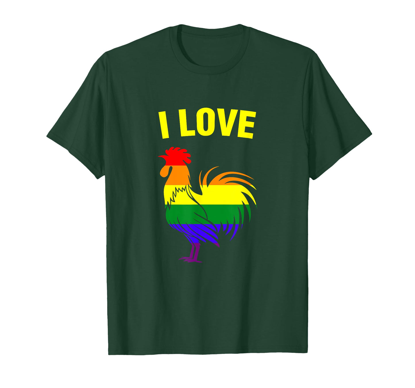 Rainbow Flag LGBT Gay Pride Parade T-Shirt I Love Cock T-Shirt