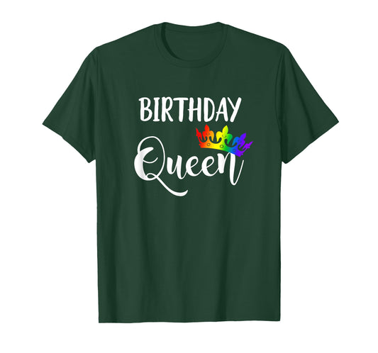 Lesbian LGBTQ Gay Birthday Queen T Shirt Rainbow Tiara T-Shirt