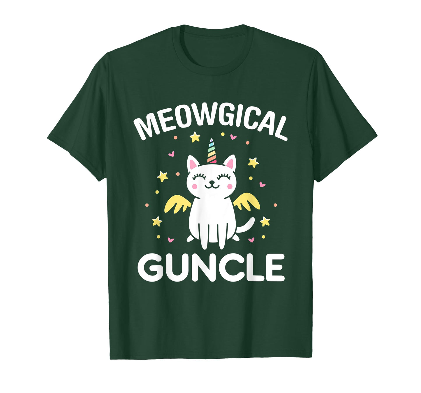 Meowgical Guncle Magical Kitty Cat Unicorn T-Shirt