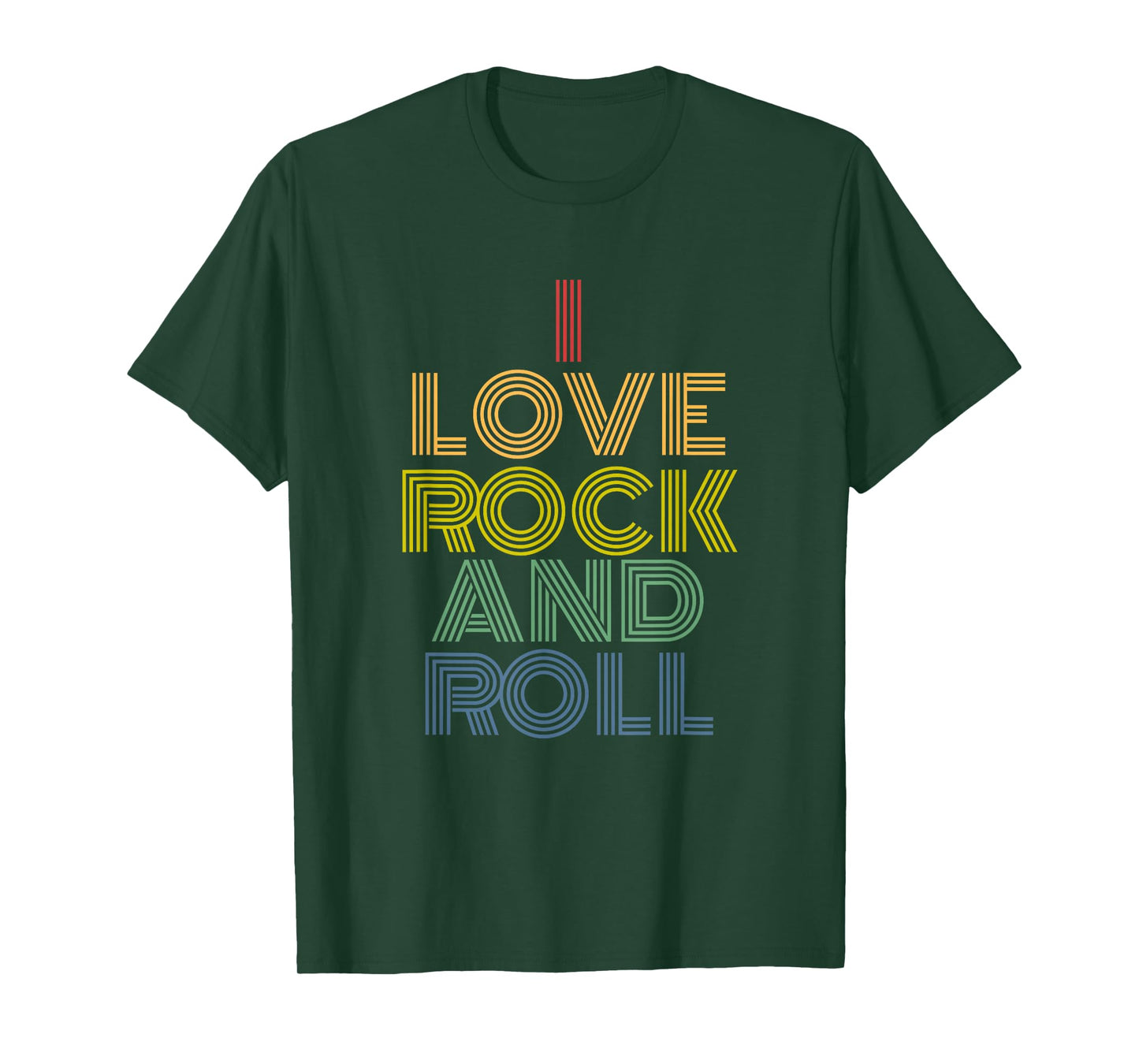 I Love Rock and Roll Retro Rainbow Rock Music T-Shirt