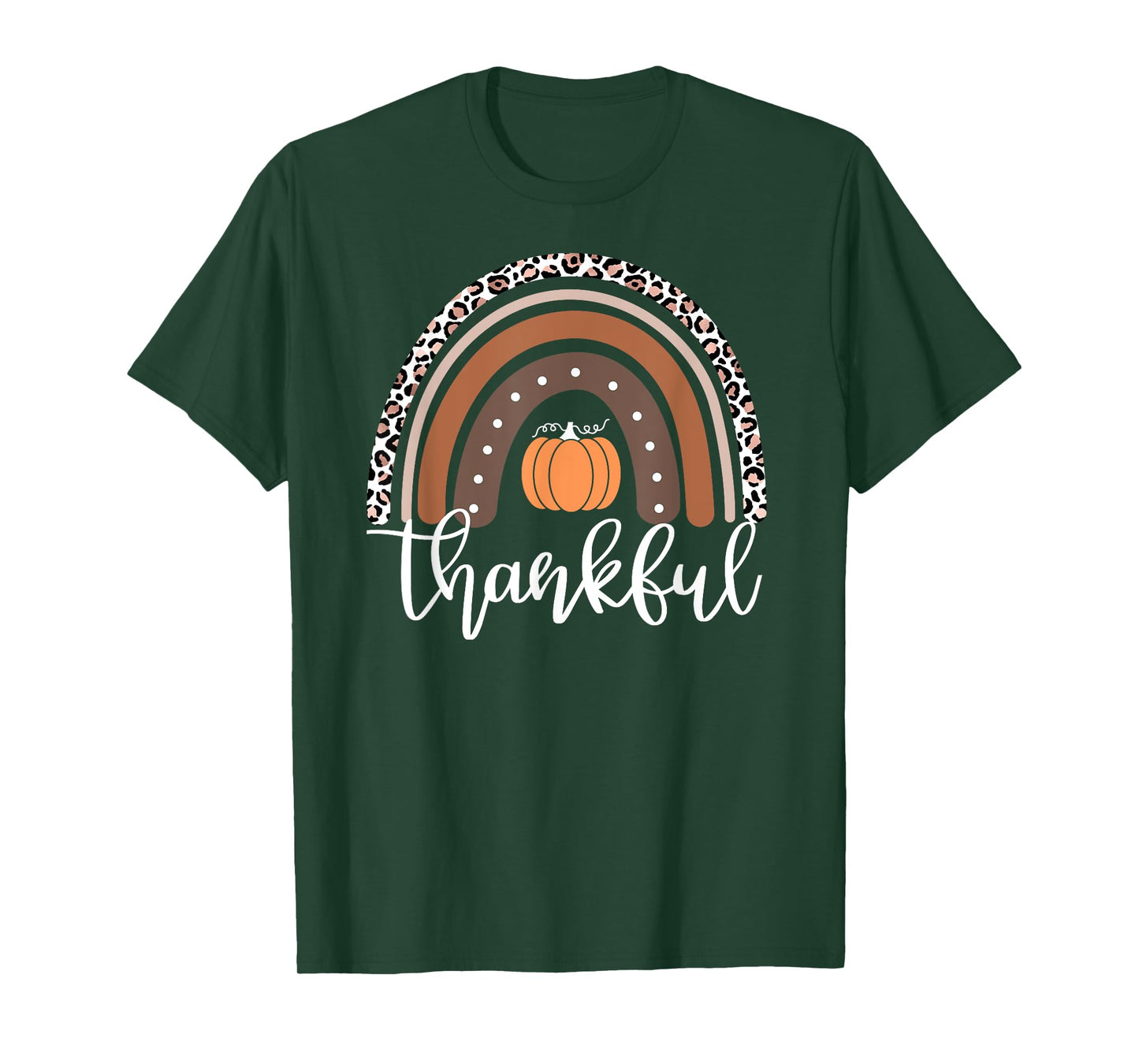 Mommy and Me Thankful Leopard Rainbow Pumpkin Thanksgiving T-Shirt