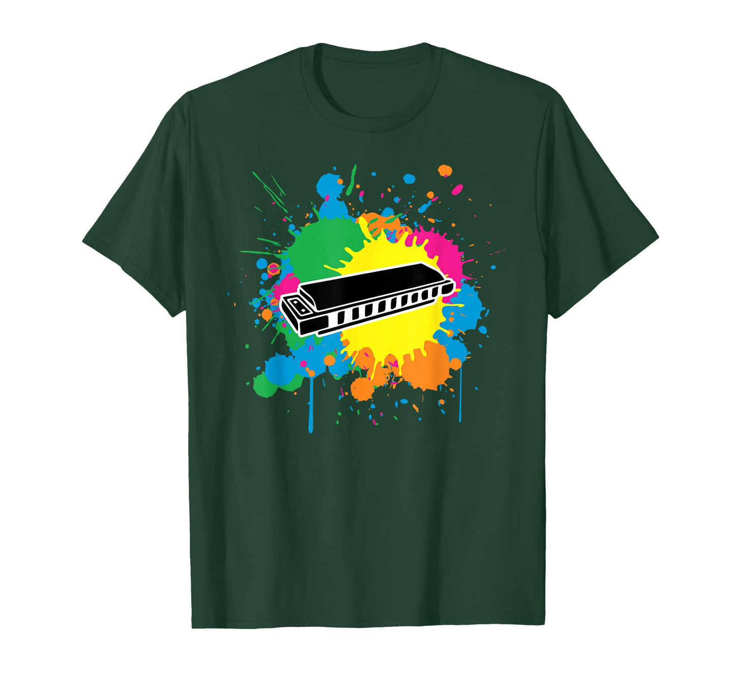 Harmonica Paint Splash Graphic T-Shirt For Harmonica Lovers T-Shirt