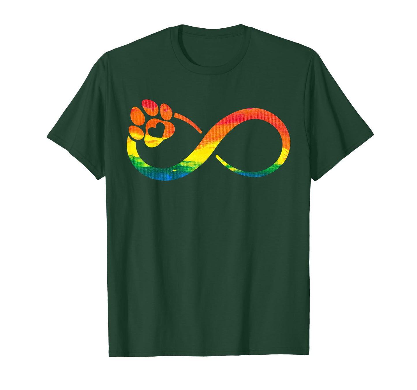 Dog Cat Paw Print Infinite Rainbow, Dog Lover Rescue T-Shirt