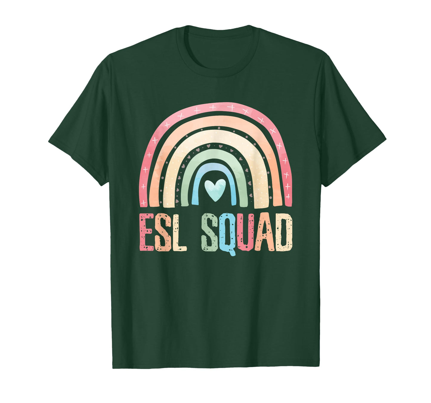 ESL Squad Teacher Crew Team Back To School English Rainbow T-Shirt