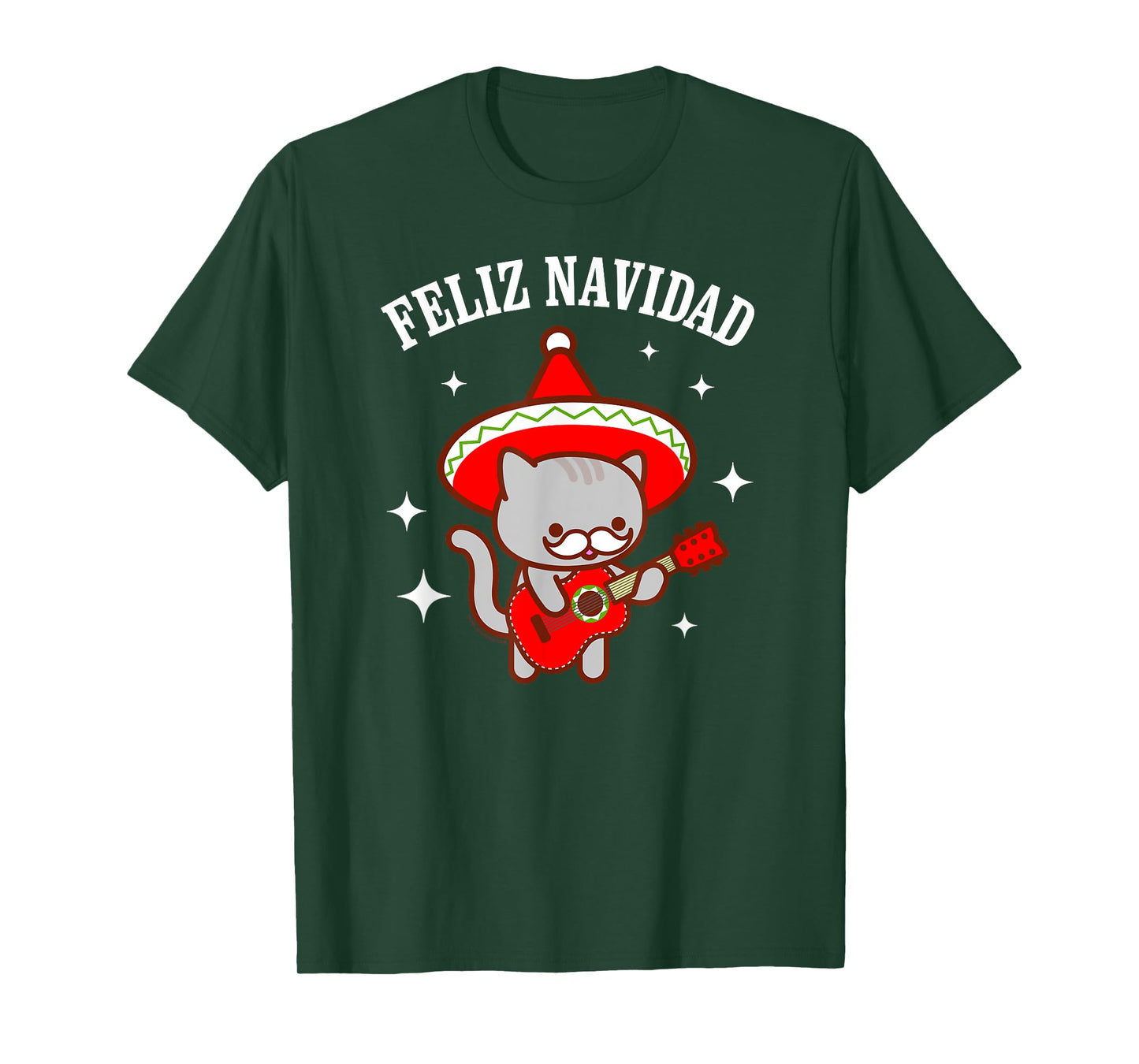Funny Cat T-shirt - "Feliz Navidad" Christmas T-Shirt