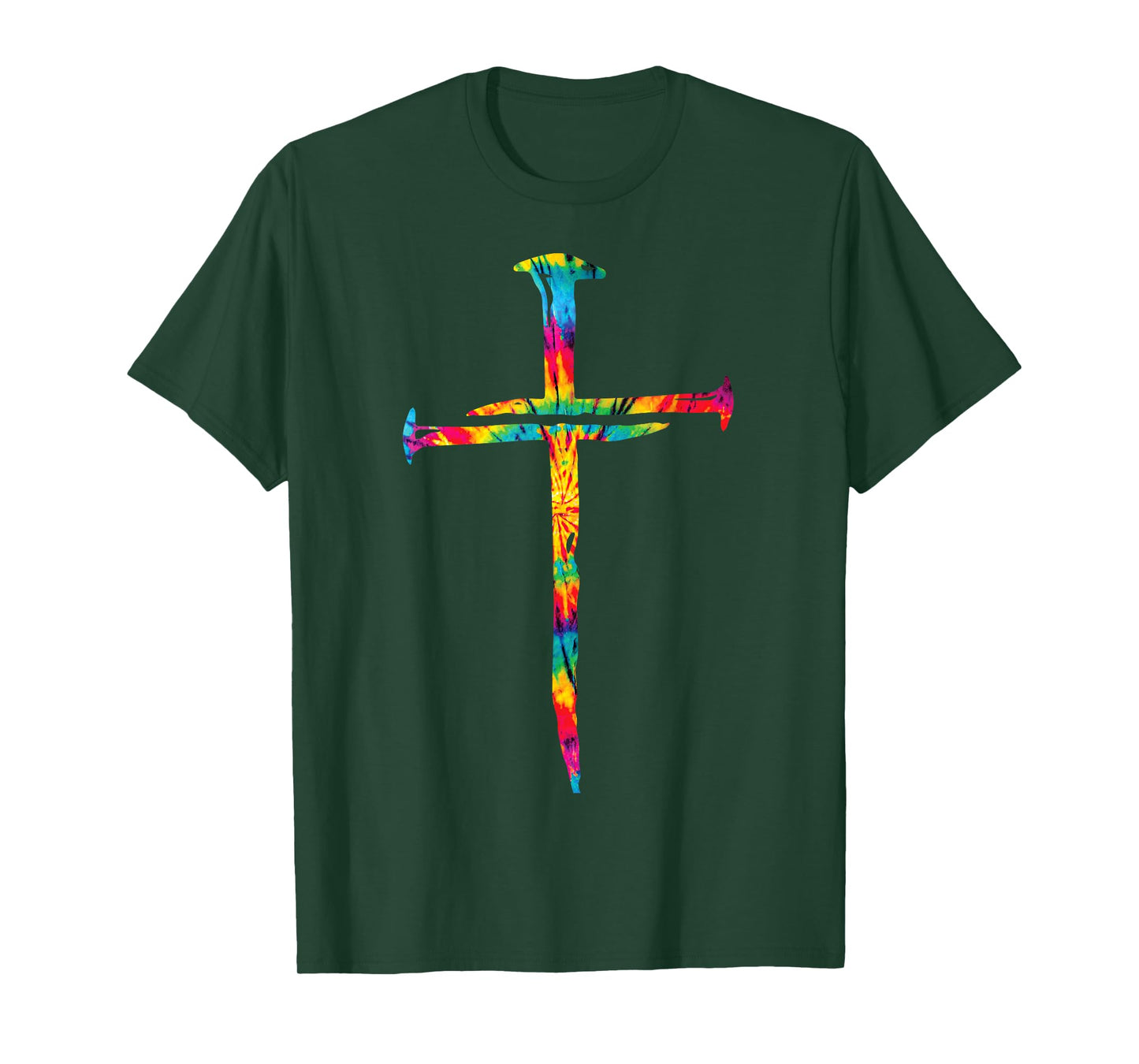 Christian Jesus Nail Cross Tie Dye Rainbow Bible Religious T-Shirt