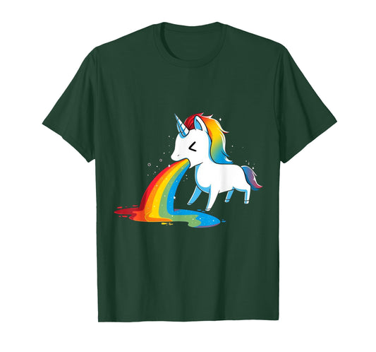Unicorn Puking Rainbows Graphic T shirt Funny Rainbow Puke T-Shirt