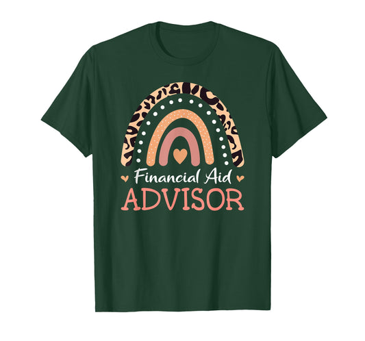 Financial Aid Advisor Leopard Rainbow Appreciation T-Shirt