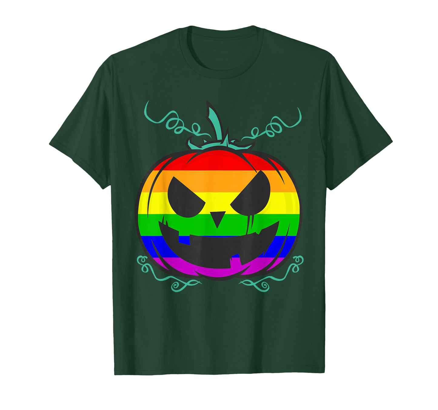 Funny LGBT Gay Pride Halloween Rainbow Flag Scary Pumpkin T-Shirt