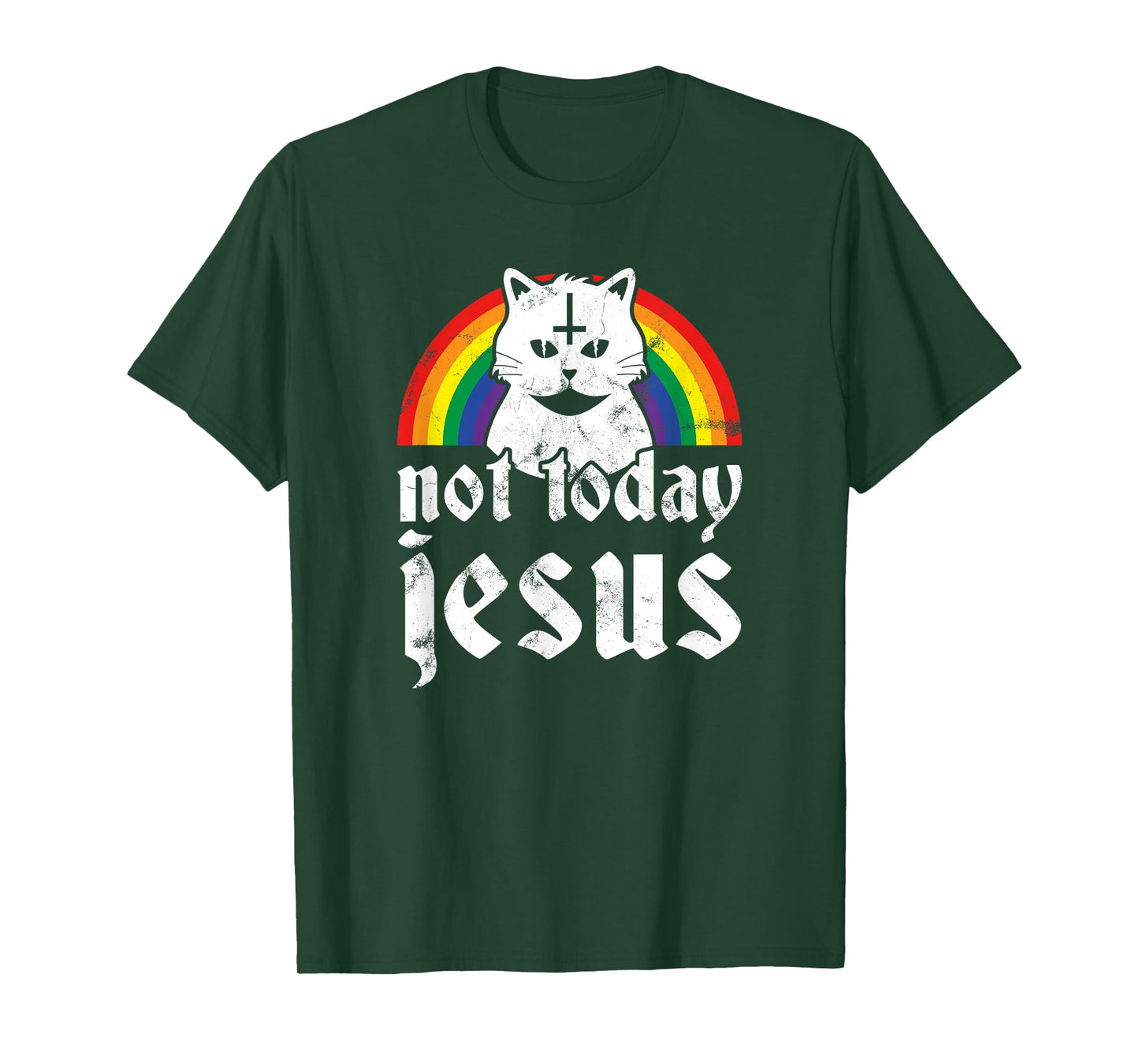 Not Today Jesus Shirt Rainbow Satanic Cat Goth Concert Gift T-Shirt
