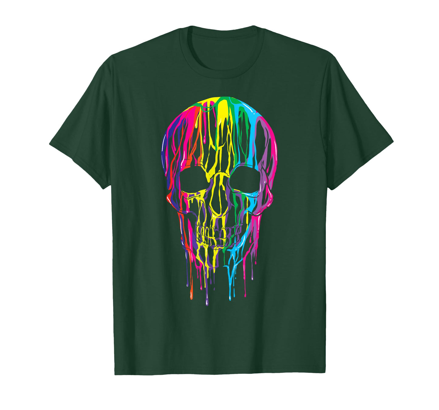 Colorful Melting Skull Halloween Boys Rainbow Graphic Art T-Shirt