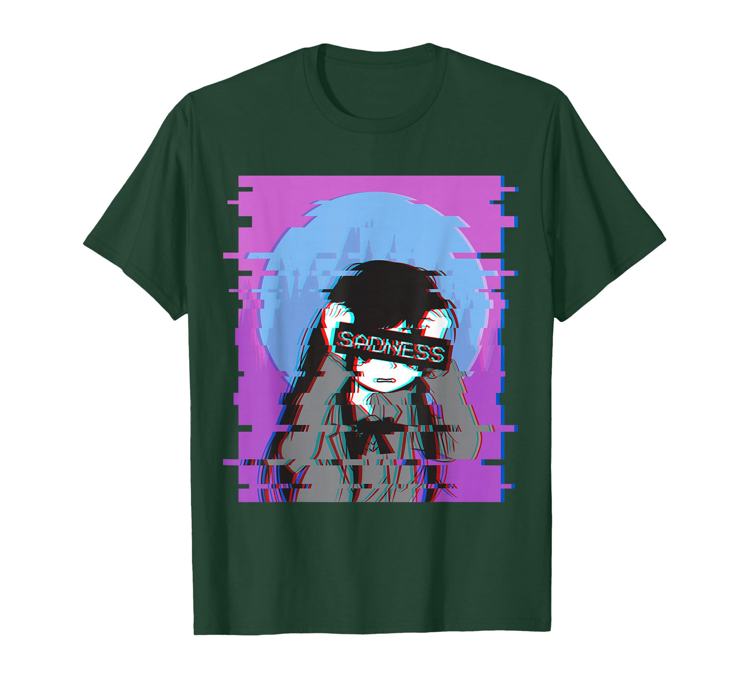 Sad Anime Girl - Japanese Aesthetic Vaporwave Anime Otaku T-Shirt