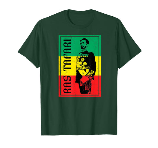RAS TAFARI Kaiser Haile Selassie Ethiopia Reggae Rasta T-Shirt