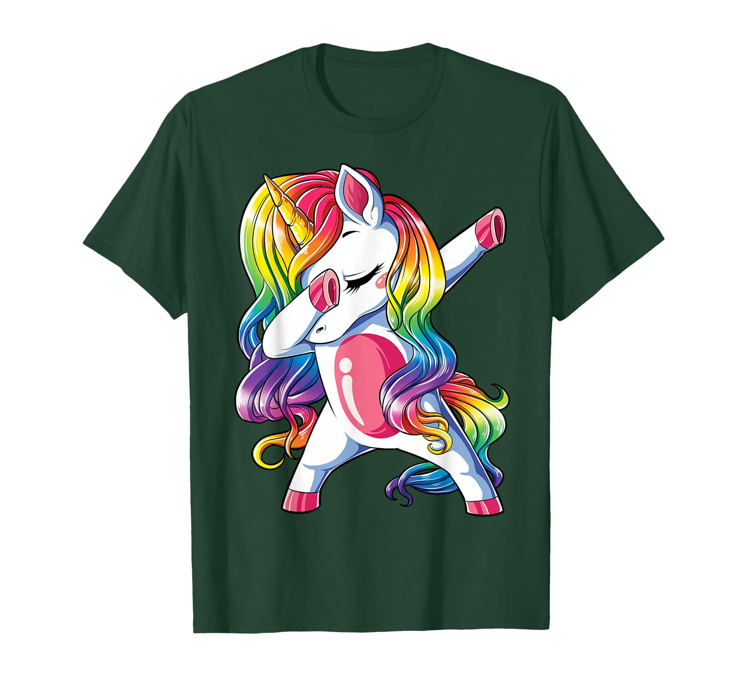 Dabbing Unicorn T Shirt Girls Kids Women Rainbow Unicorns T-Shirt