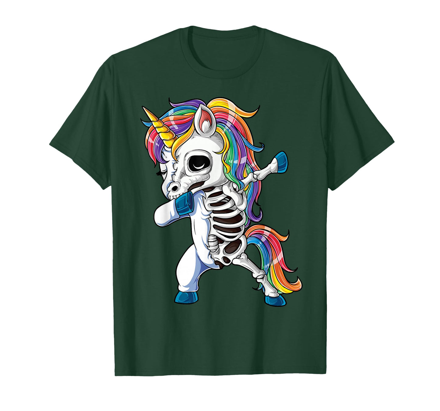 Dabbing Unicorn Skeleton Halloween Girls Boys Women Dab T-Shirt