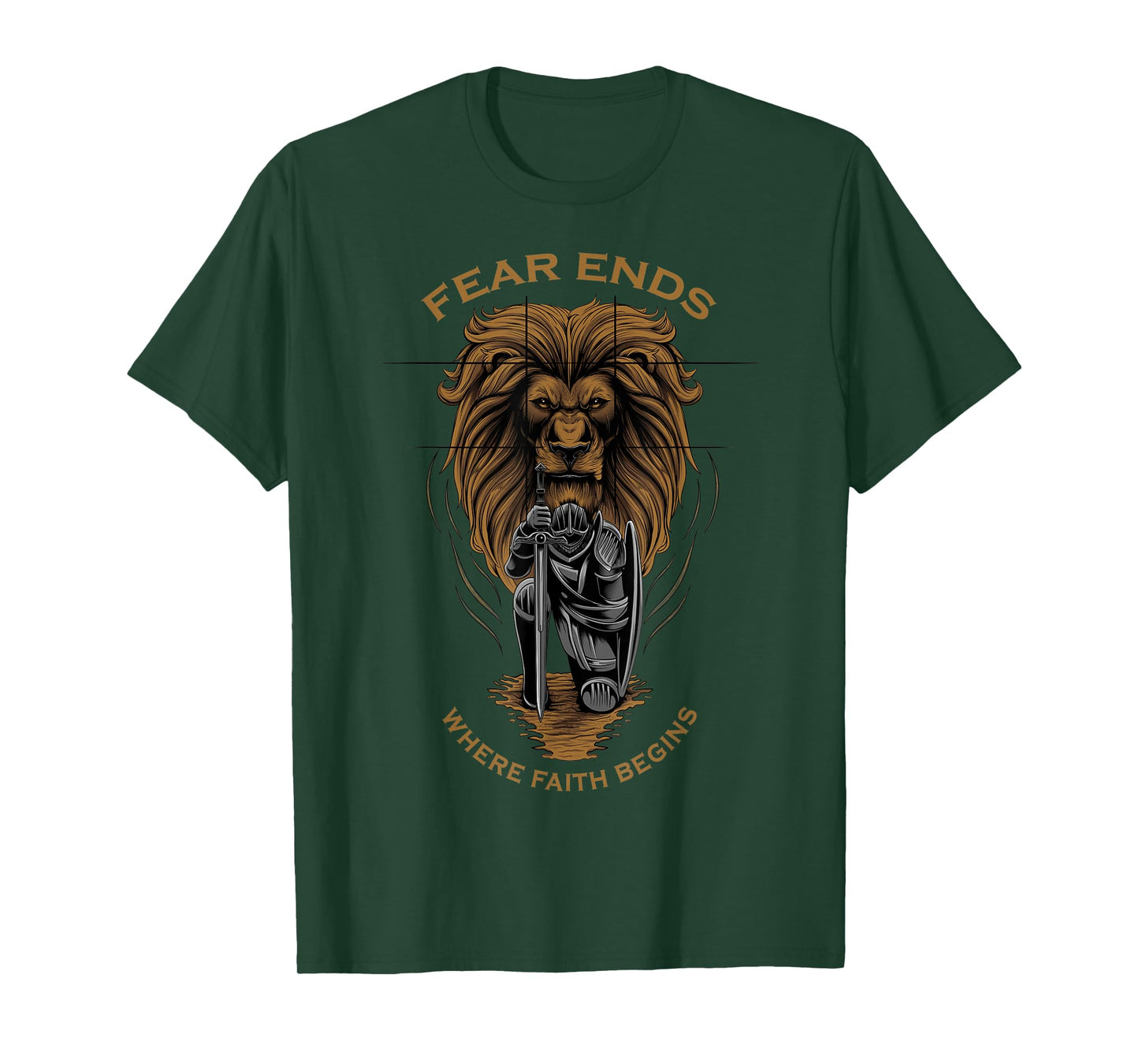 Fear Ends Where Faith Begins Christian Faith Over Fear Lion T-Shirt
