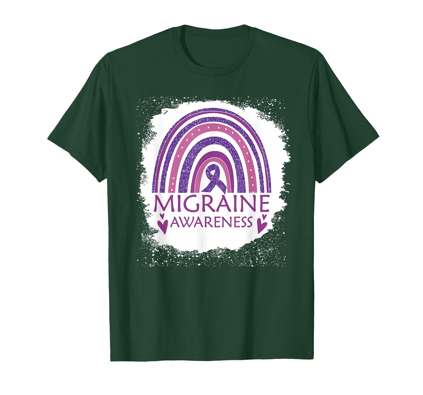 Migraine Awareness Bleached Rainbow Purple Ribbon Men T-Shirt