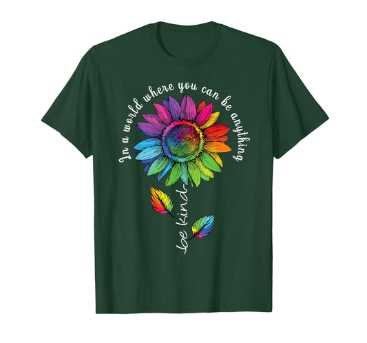 LGBTQ Rainbow Sunflower Be Kind Gay Love Pride Flower T-Shirt