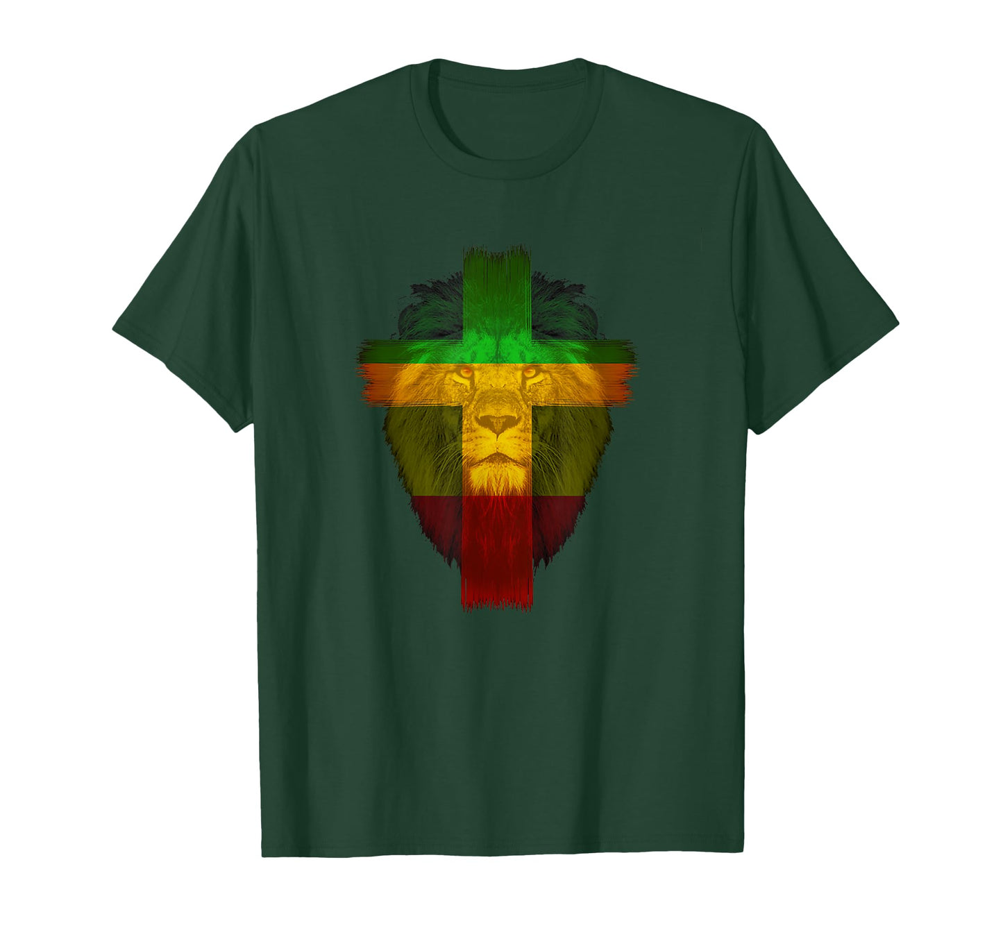 Ethiopian Flag Colors on Lion Shirt Ethiopian Cross Shirt T-Shirt