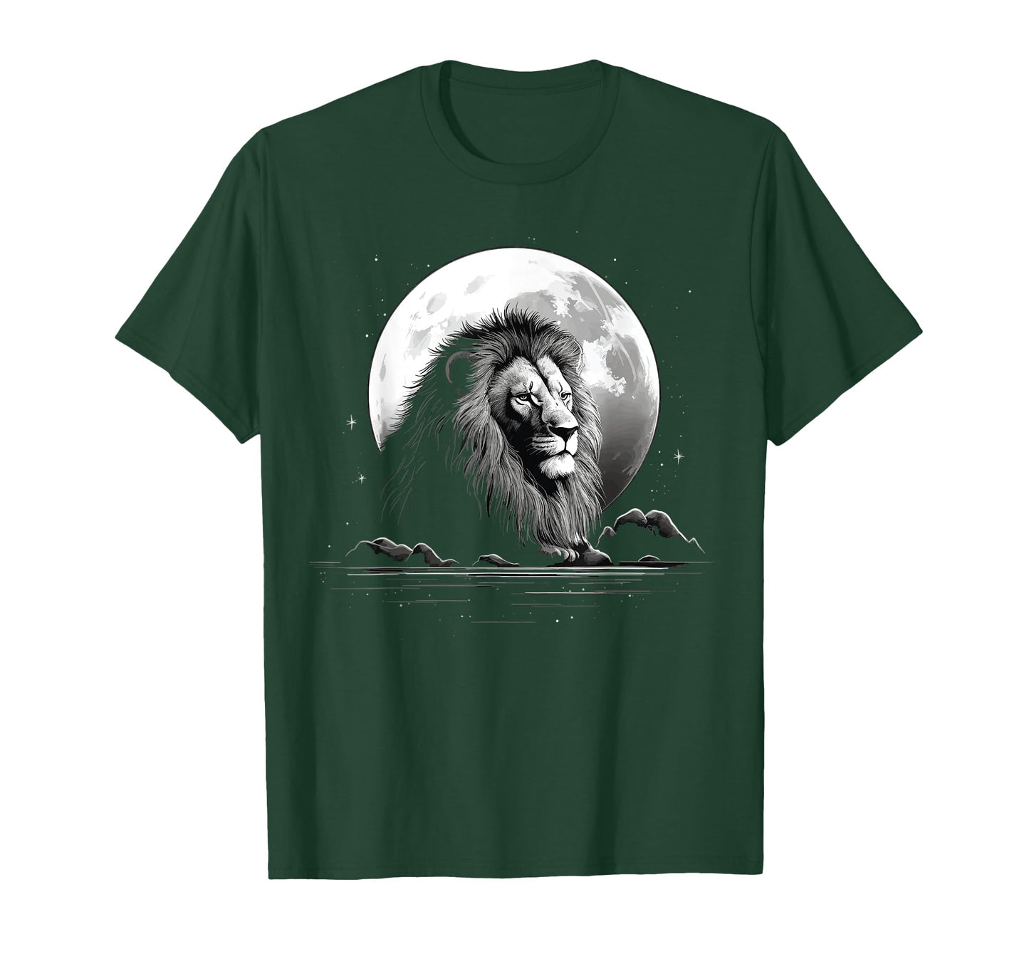 Lion face with moon art head for lover lions King of Animals T-Shirt