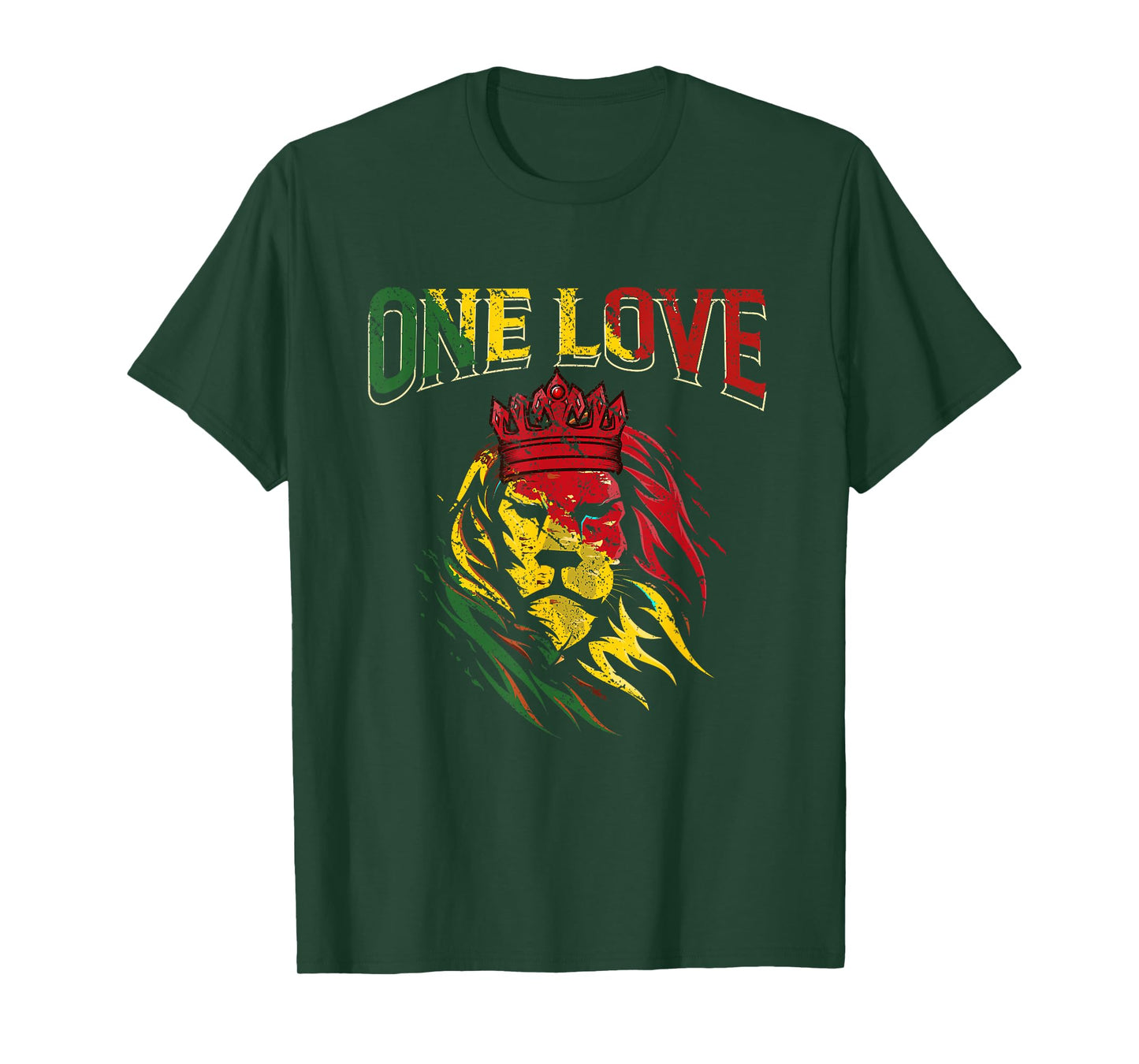 One Love Rasta Lion Jamaican Pride Reggae African T-Shirt