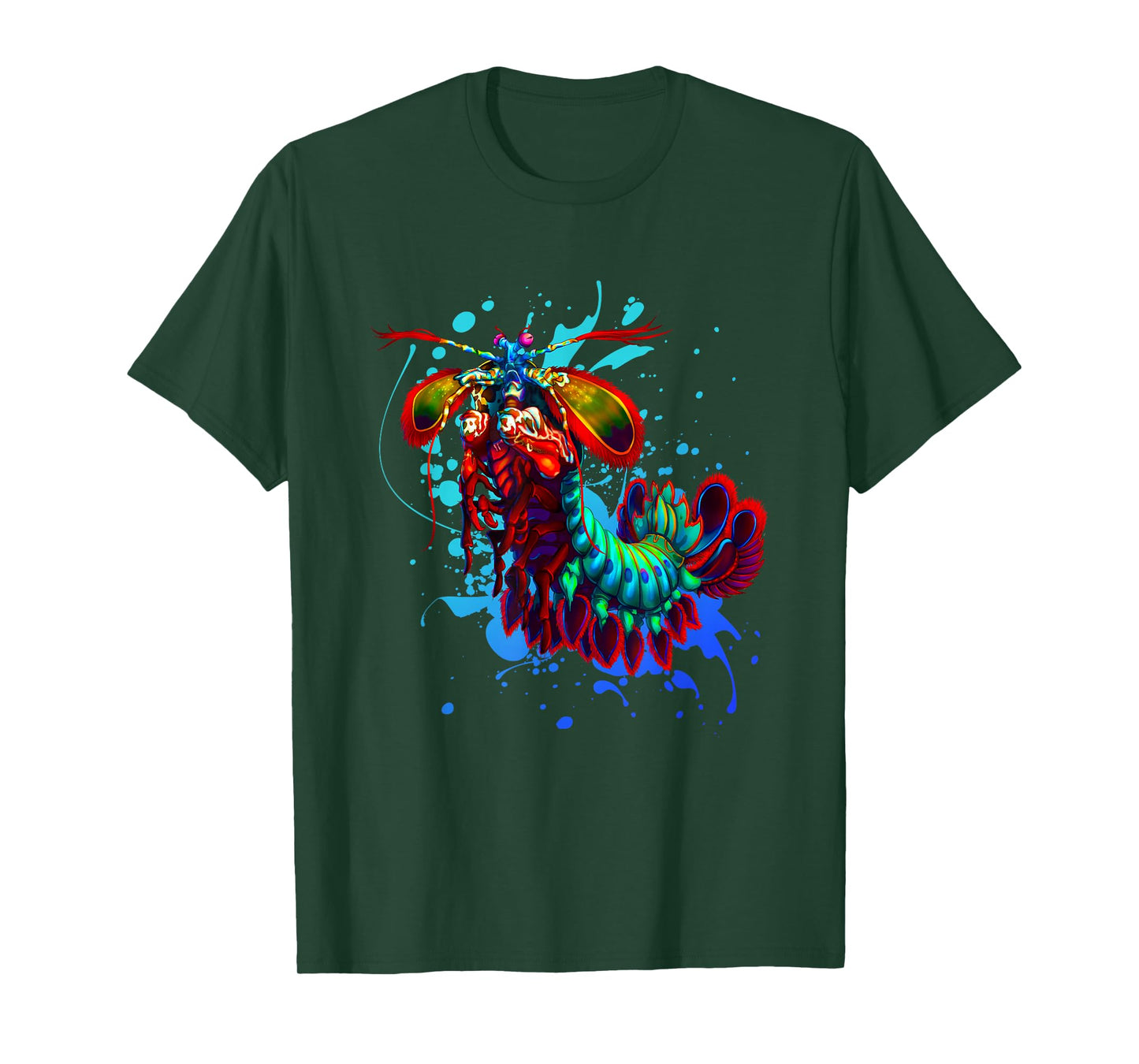 Rainbow Peacock Mantis Shrimp Blue Splash T-Shirt T-Shirt