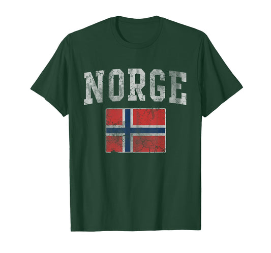 Vintage Norge Flag Norway Norwegian Vintage Faded T-Shirt