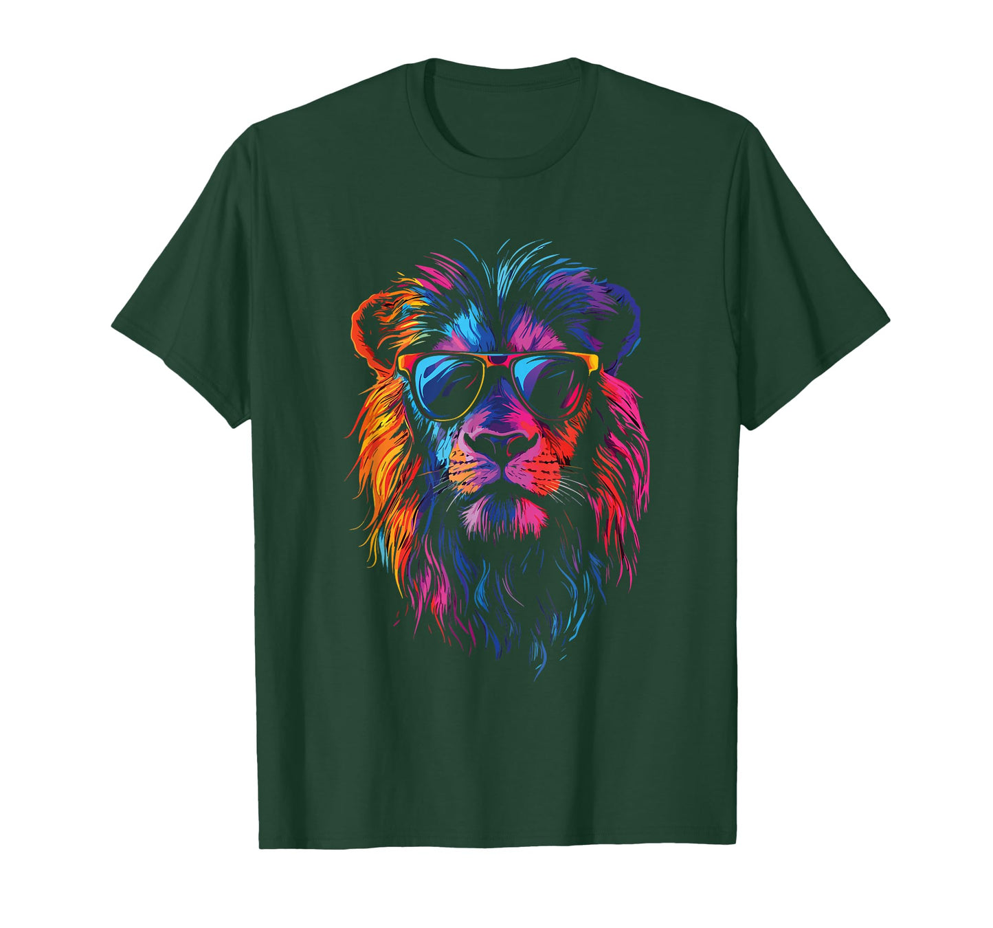 Colorful Lion with Sunglasses Bold King of The Jungle T-Shirt